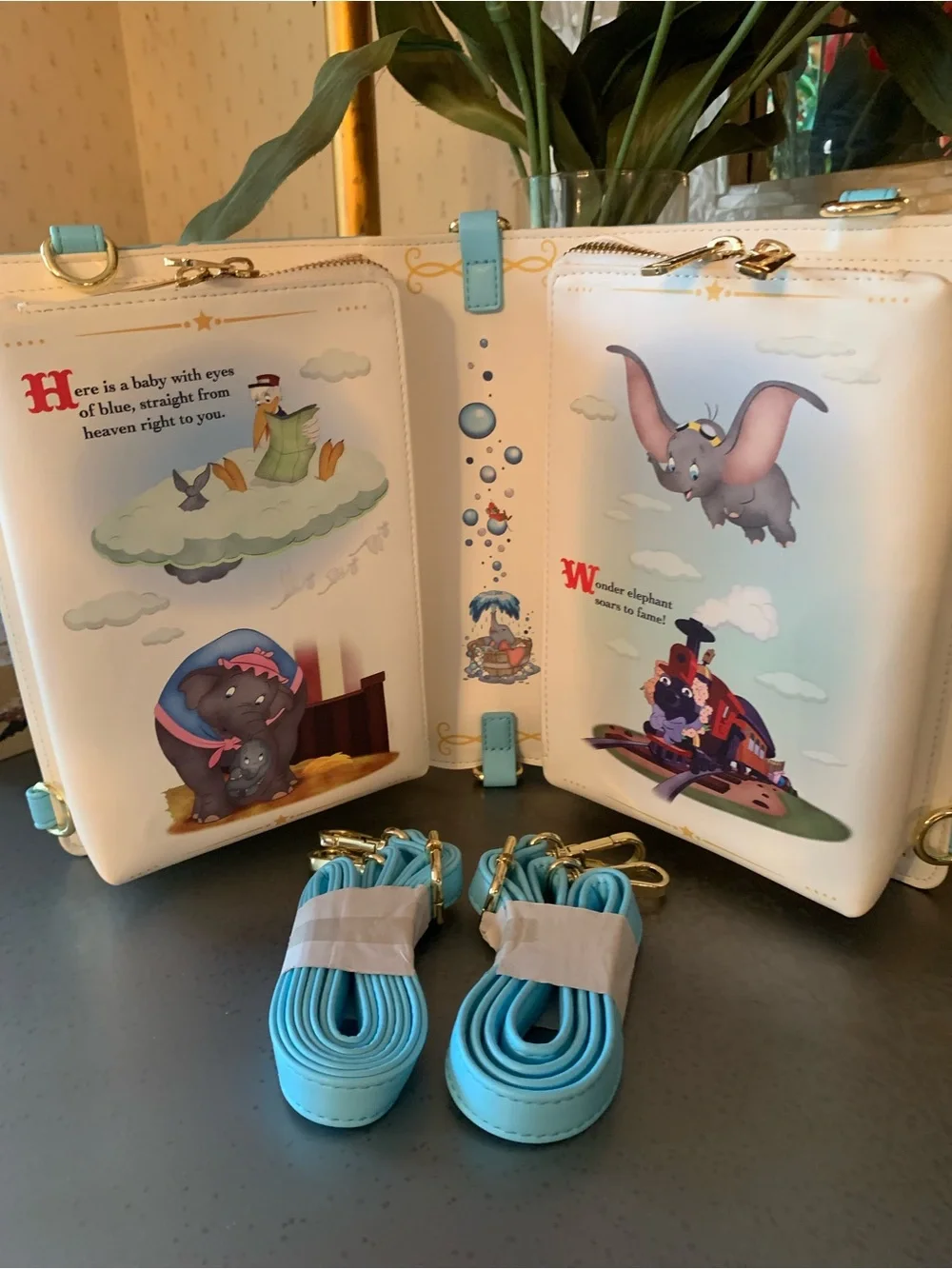 DISNEY, NEW NEVER CARRIED, Dumbo Storybook convertible crossbody or backpack. - Picture 12 of 13